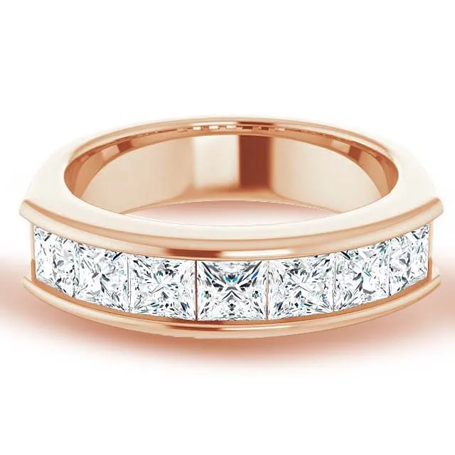 3.0 ctw Channel Set Princess Diamond Men's Ring