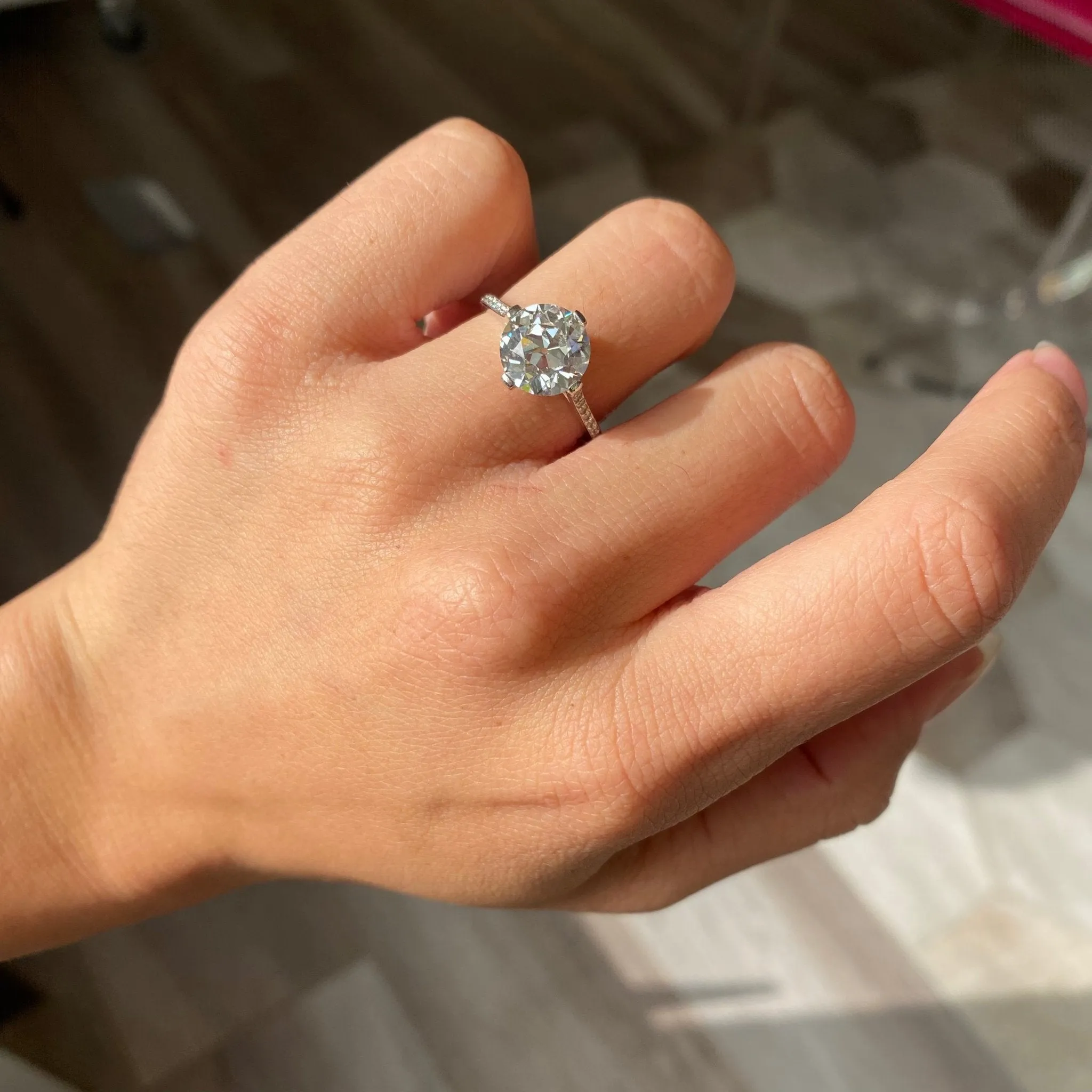 3.19ct Old European Cut Diamond Solitaire, GIA F SI