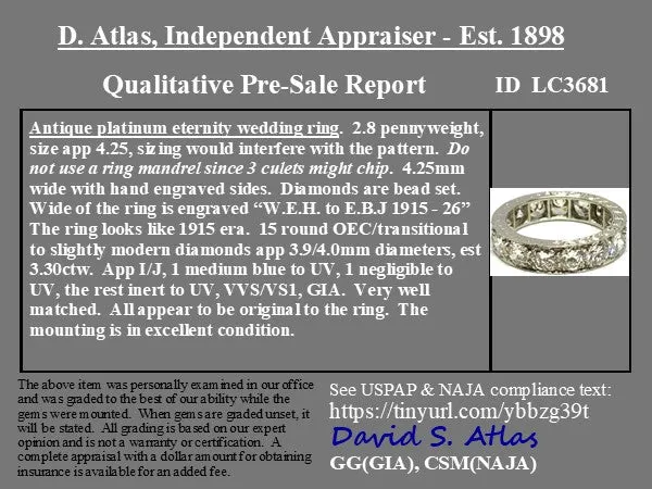 3.30ctw Antique Old European Cut Diamond Eternity Band