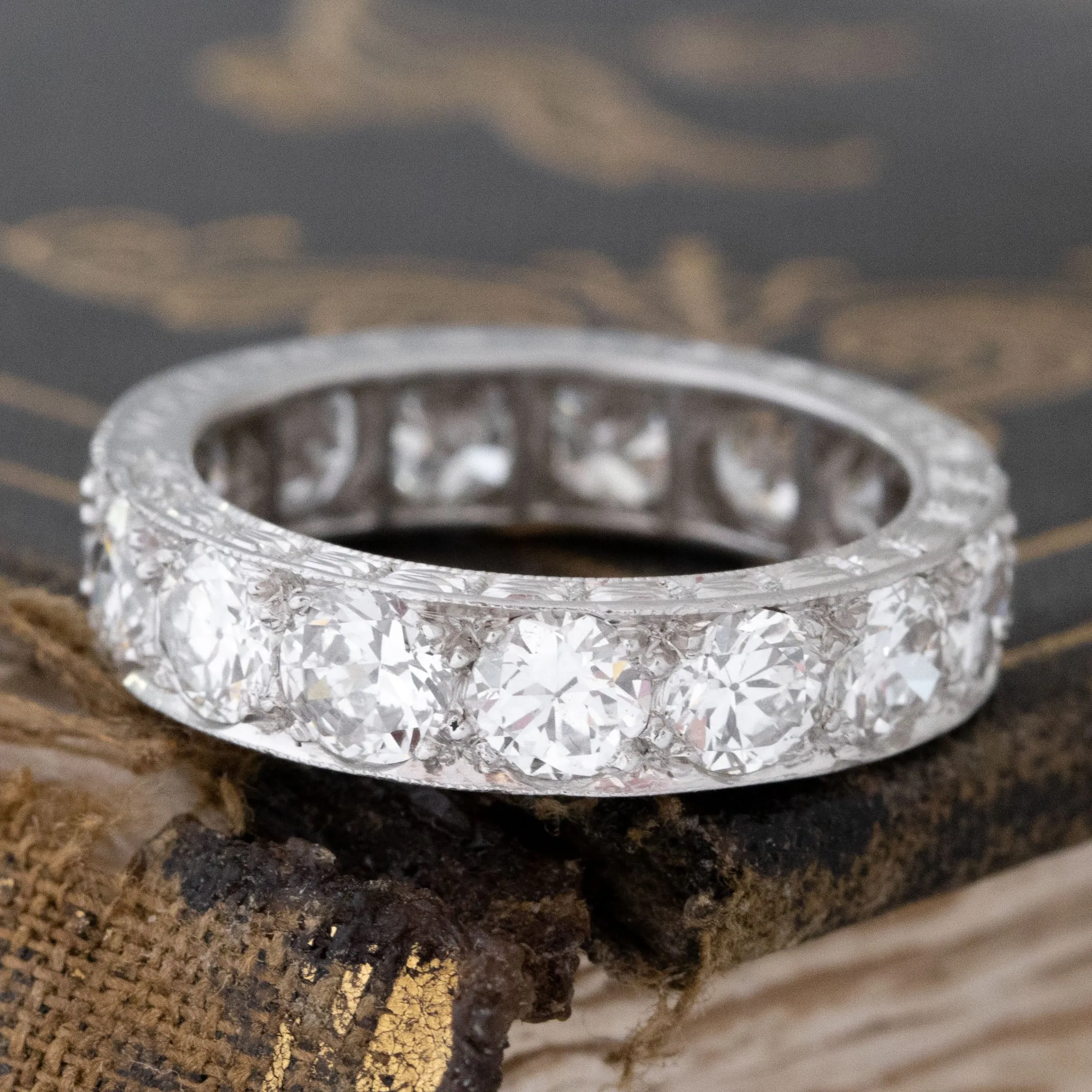 3.30ctw Antique Old European Cut Diamond Eternity Band