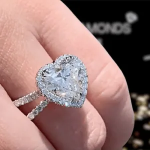 3.5 Carat Split Shank Halo Heart Cut Engagement Ring