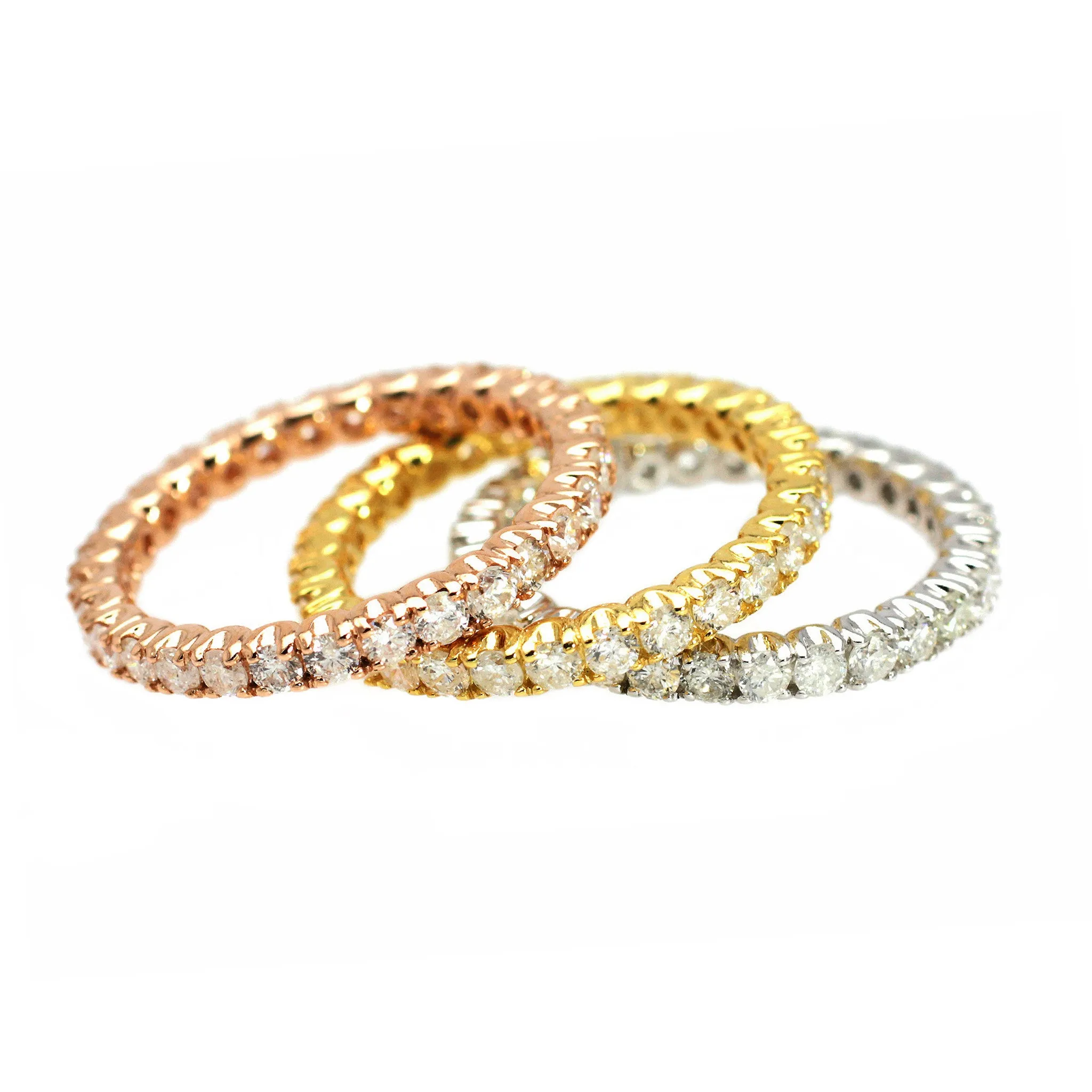 3.60ct Round Diamonds in 14K TriColor Gold 3-Set Full Eternity Band