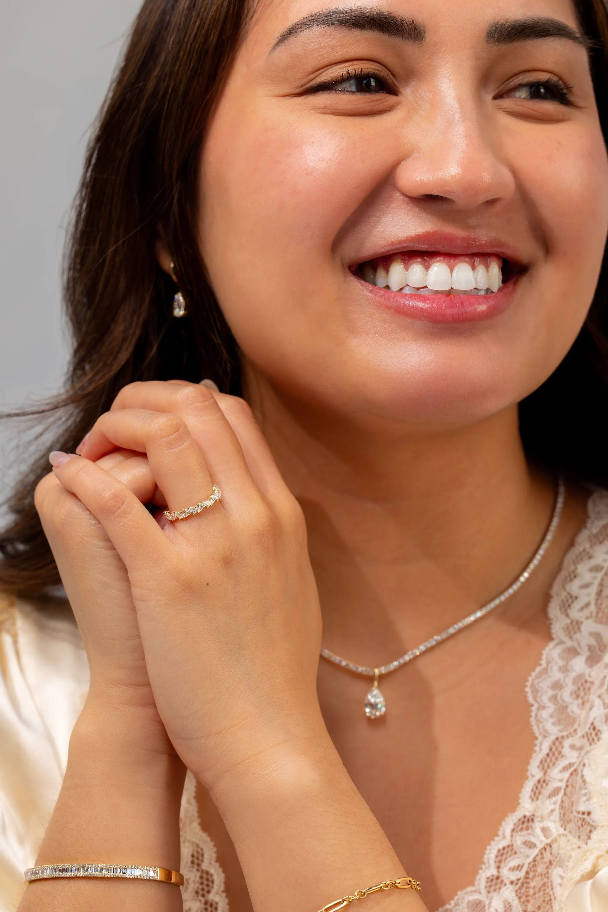 3.6mm Offset Pear Lab Diamond Ring
