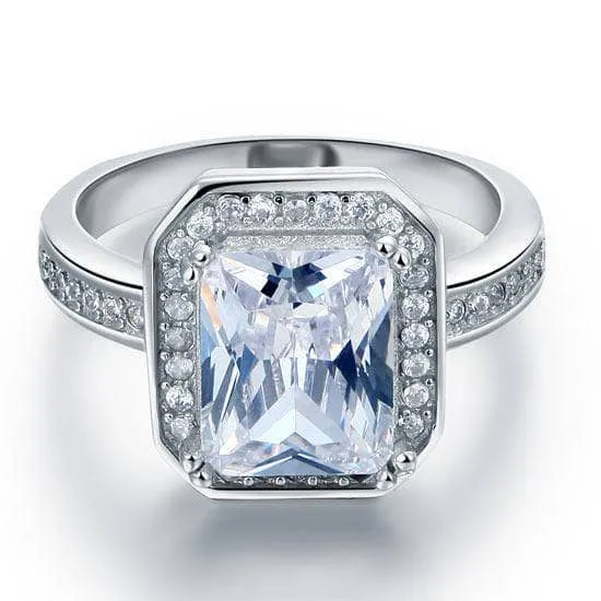 4 Carat Rectangle Wedding Engagement Ring Jewelry