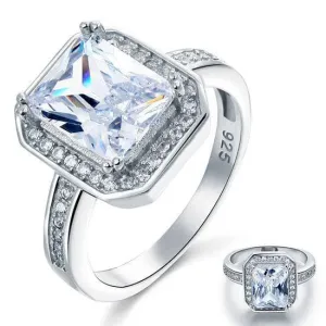 4 Carat Rectangle Wedding Engagement Ring Jewelry