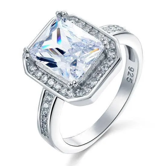 4 Carat Rectangle Wedding Engagement Ring Jewelry