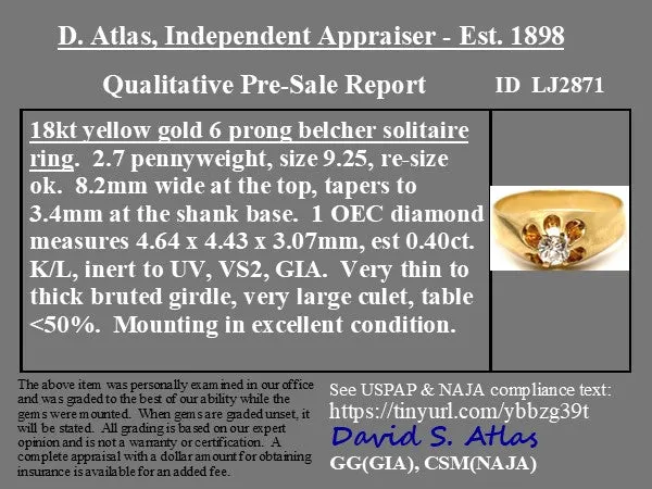 .40ct Old European Cut Diamond Belcher Ring