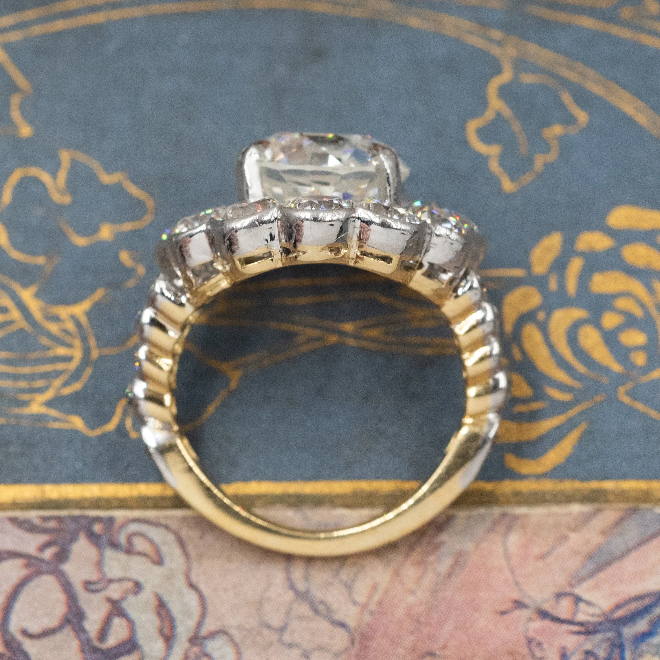 4.46 Carats Old European-Cut Diamond Ring