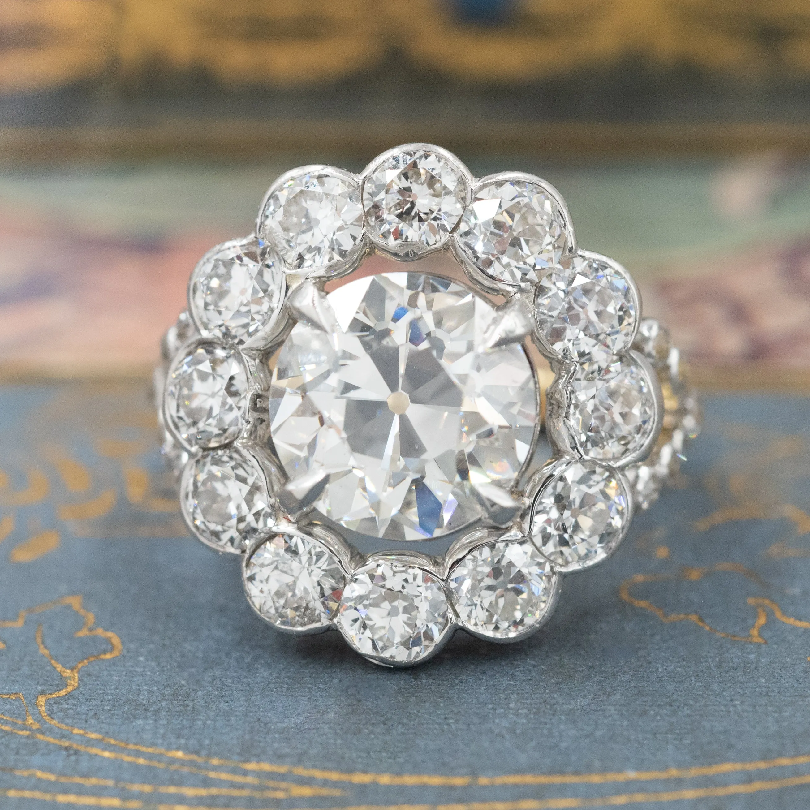 4.46 Carats Old European-Cut Diamond Ring
