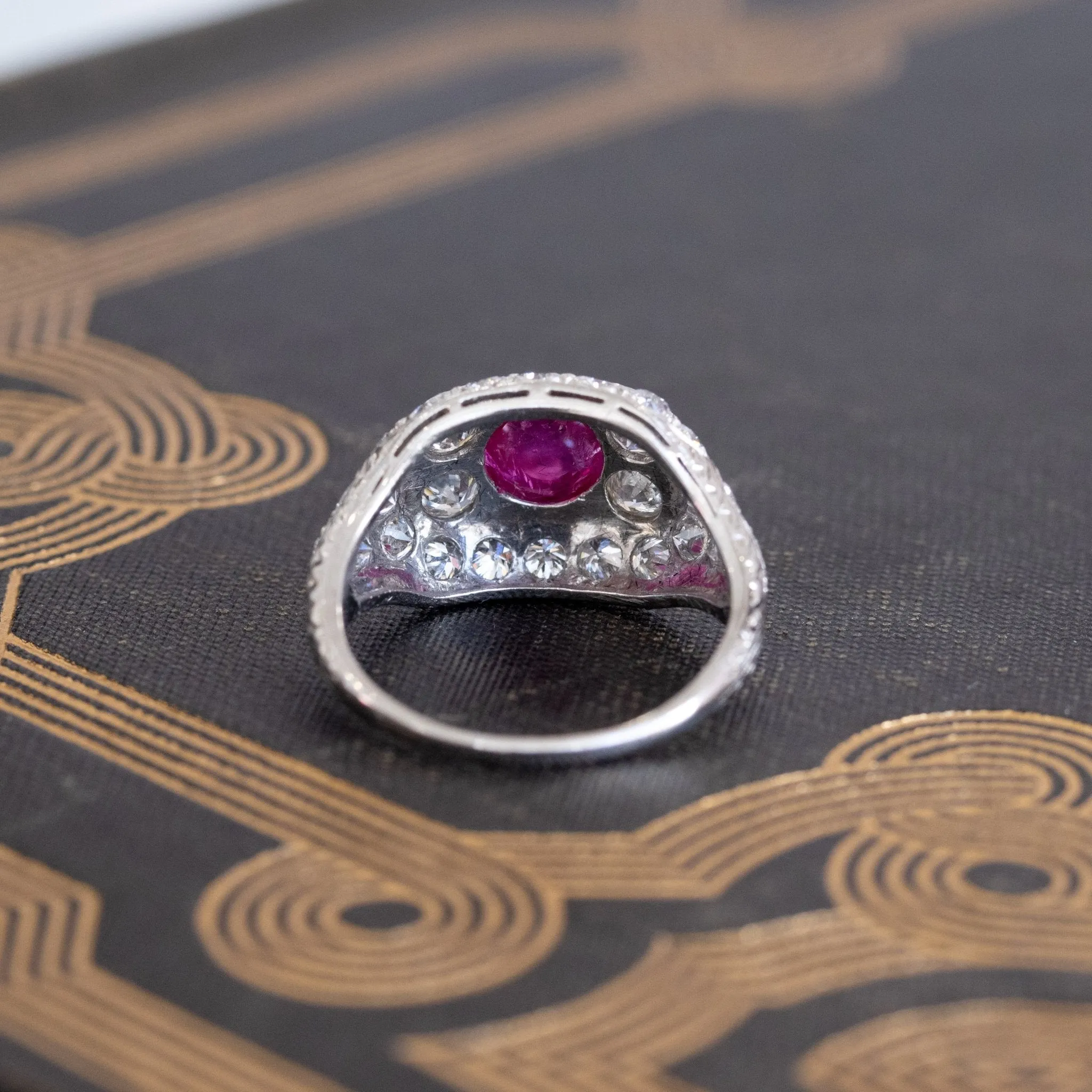 4.95ctw Art Deco Ruby and Diamond Dome Ring