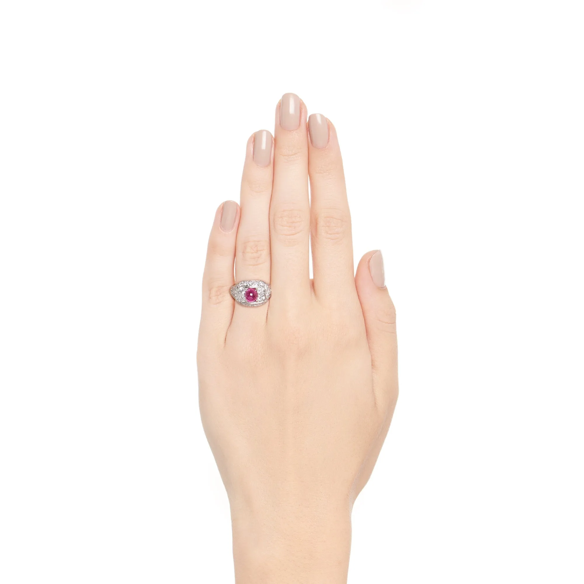 4.95ctw Art Deco Ruby and Diamond Dome Ring