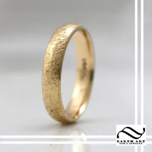 4mm wide Aspen Ring - 14k hammered tree bark band