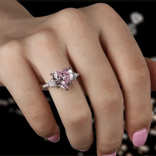 5.0 Ct Pink Heart Cut Diamond Engagement Ring