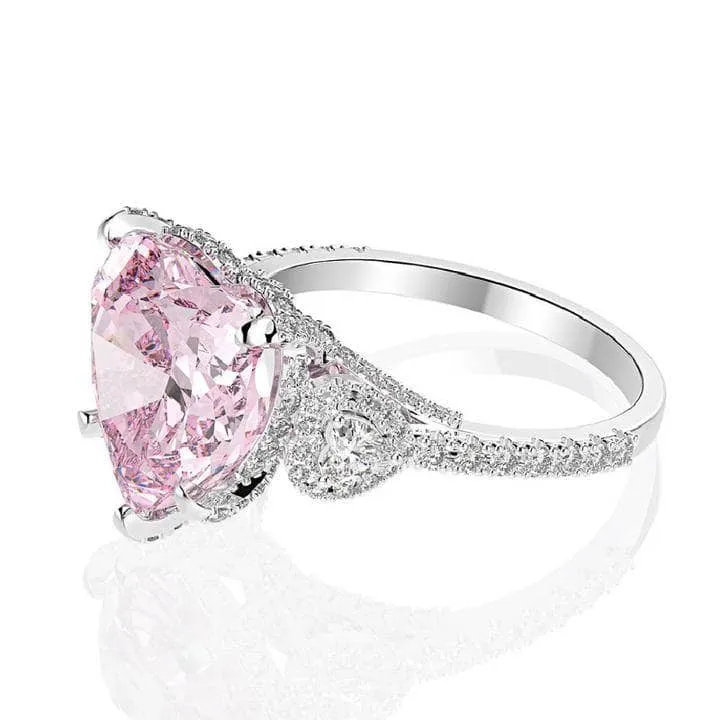 5.0 Ct Pink Heart Cut Diamond Engagement Ring