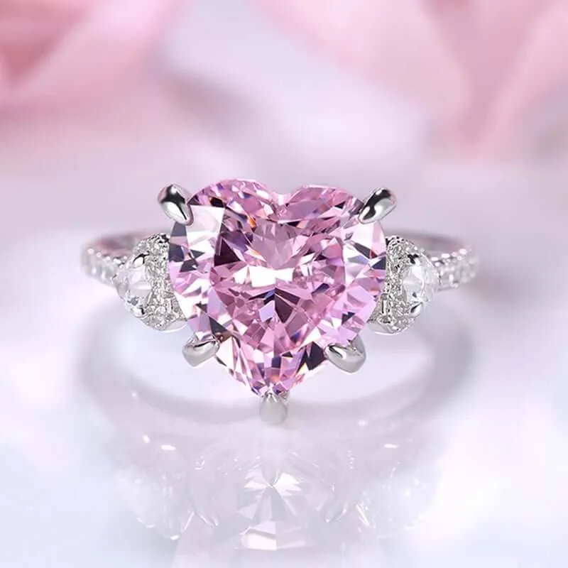 5.0 Ct Pink Heart Cut Diamond Engagement Ring