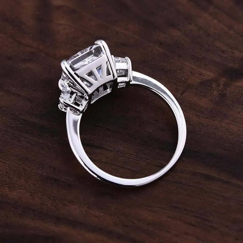 5ct Radiant Cut Simulated Diamond Three Stone Ring Set