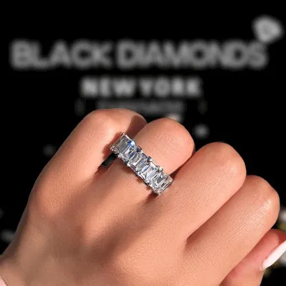 5ct Radiant Cut Simulated Diamond Three Stone Ring Set