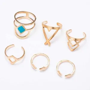 6 Piece Set Lucky Rings (2 Colors)