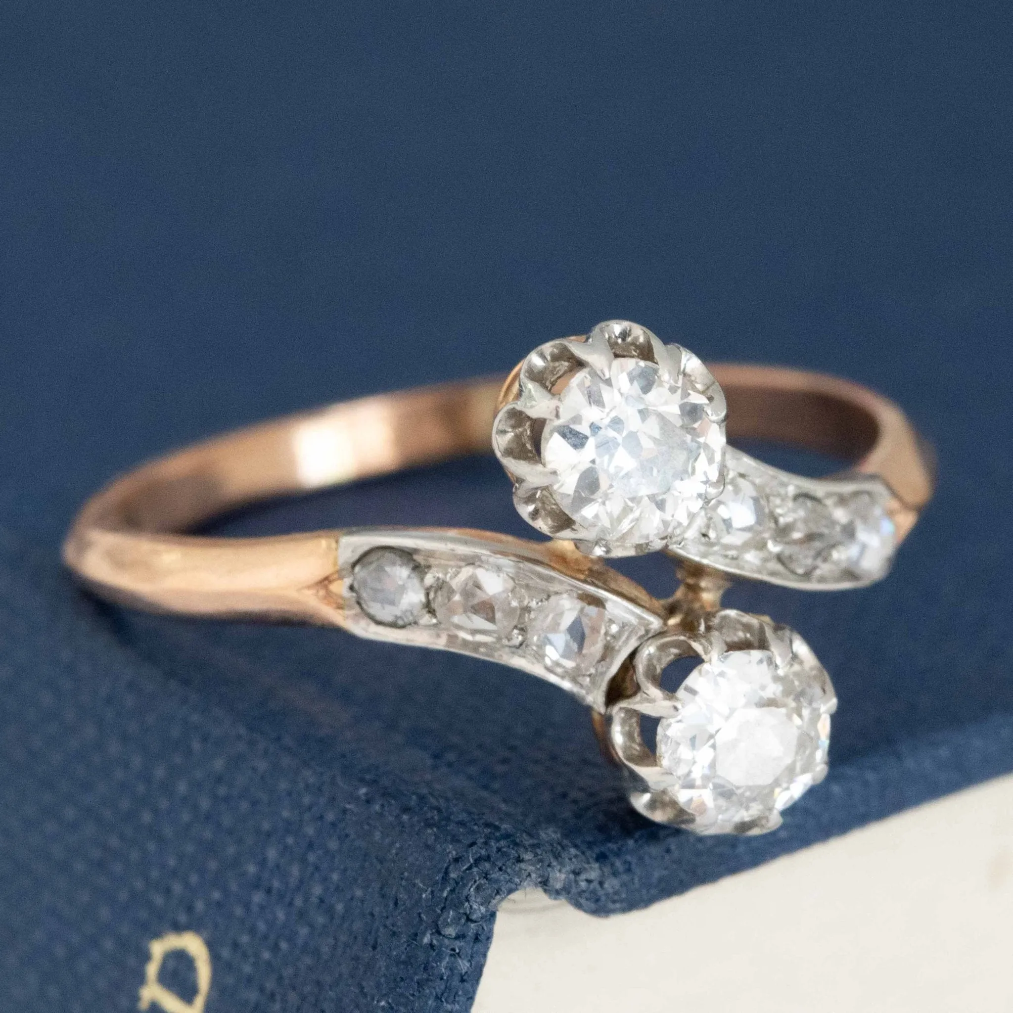 .61ctw Antique Old European Cut Diamond Toi et Moi Ring