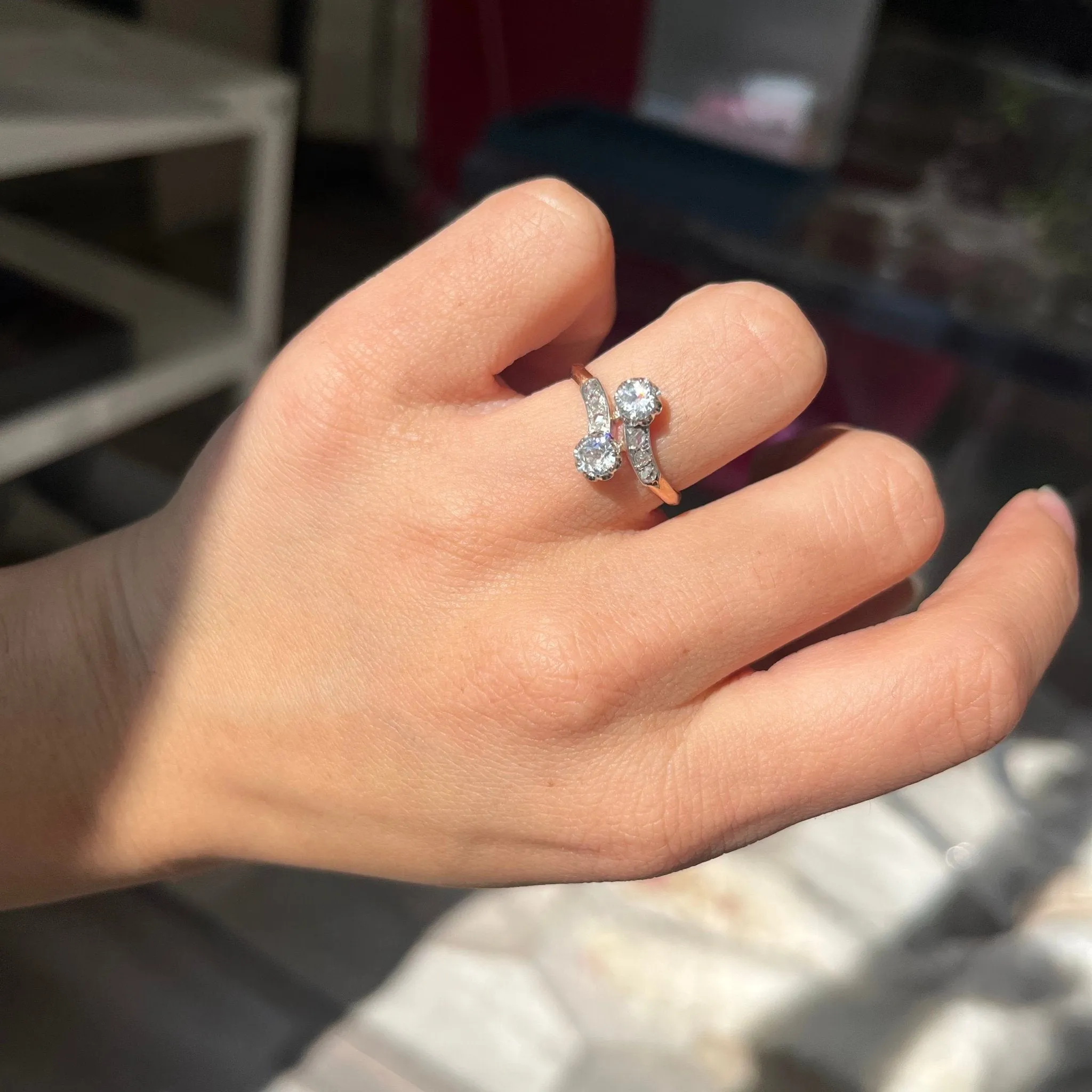 .61ctw Antique Old European Cut Diamond Toi et Moi Ring