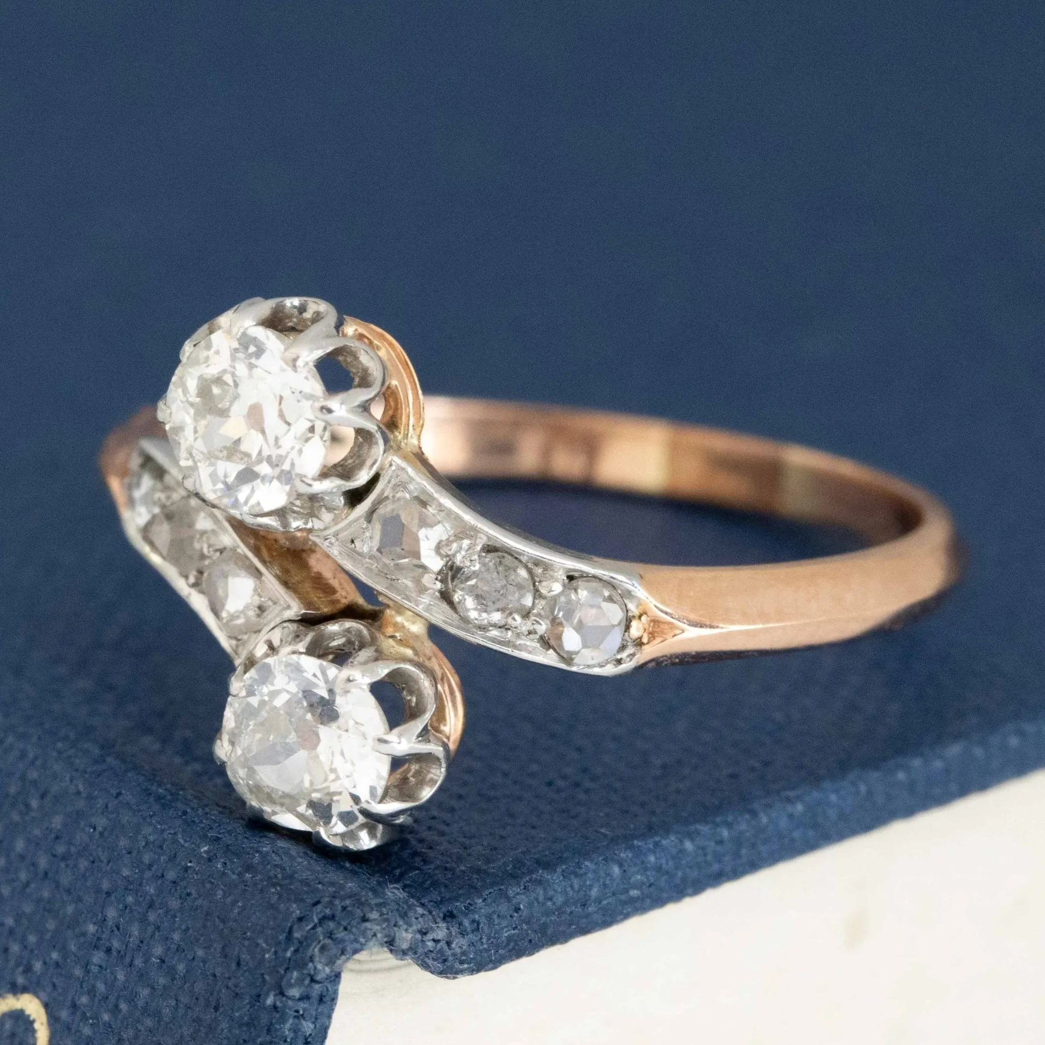 .61ctw Antique Old European Cut Diamond Toi et Moi Ring