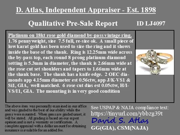.61ctw Antique Old European Cut Diamond Toi et Moi Ring