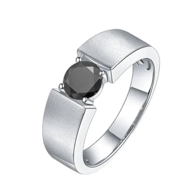 6.5mm Round Diamond Antique Men's Ring