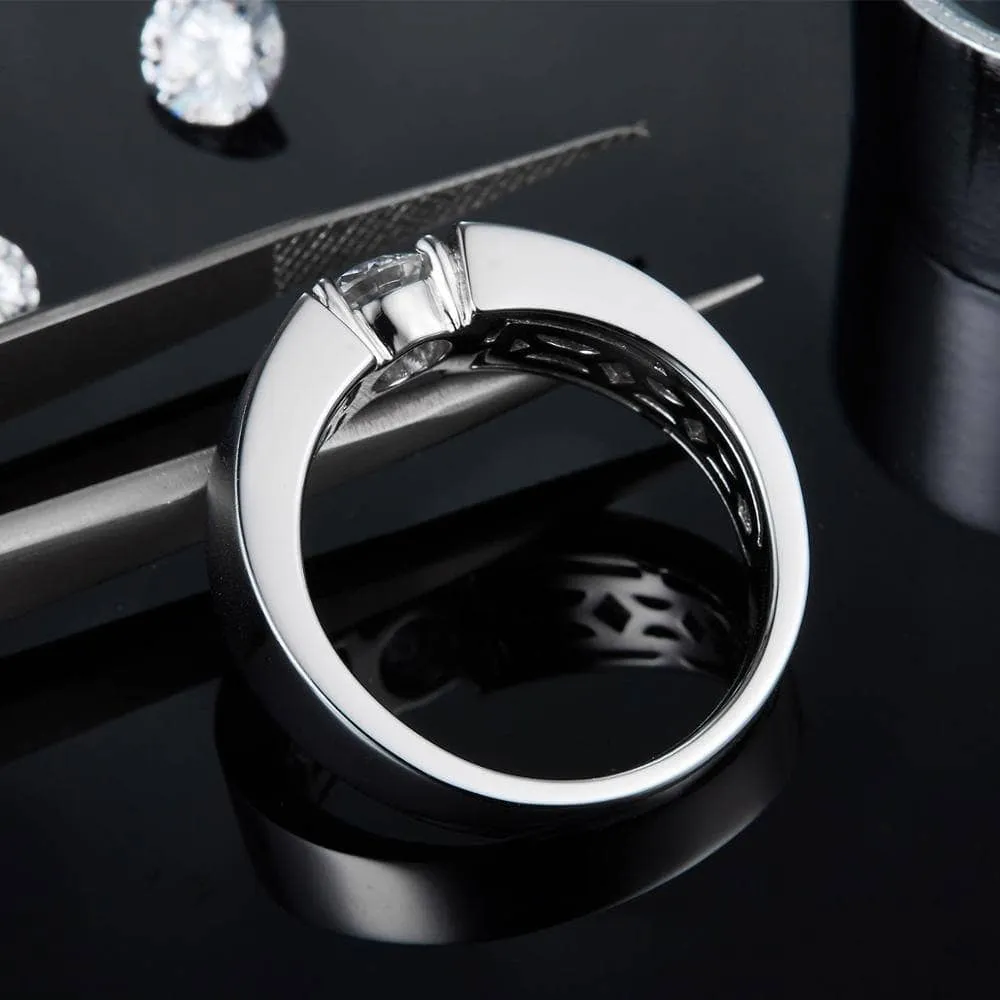 6.5mm Round Diamond Antique Men's Ring