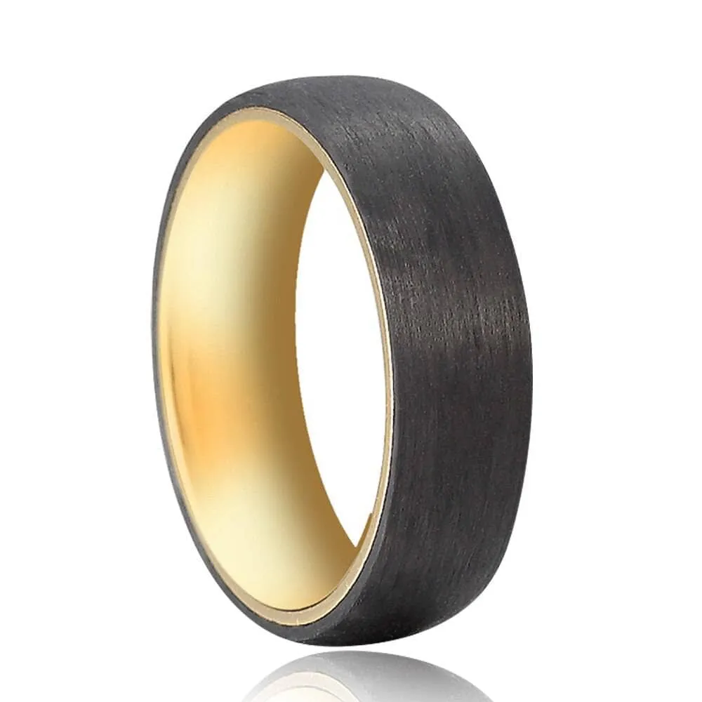 6mm Gold & Black Carbon Fiber Couples Wedding Rings