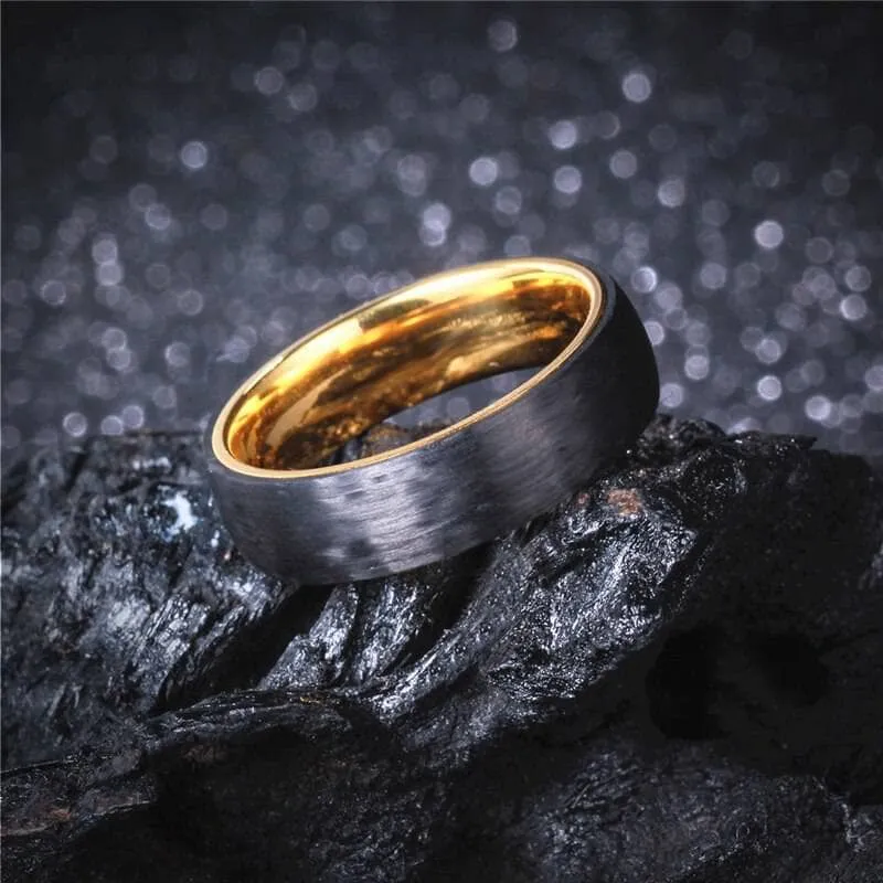 6mm Gold & Black Carbon Fiber Couples Wedding Rings