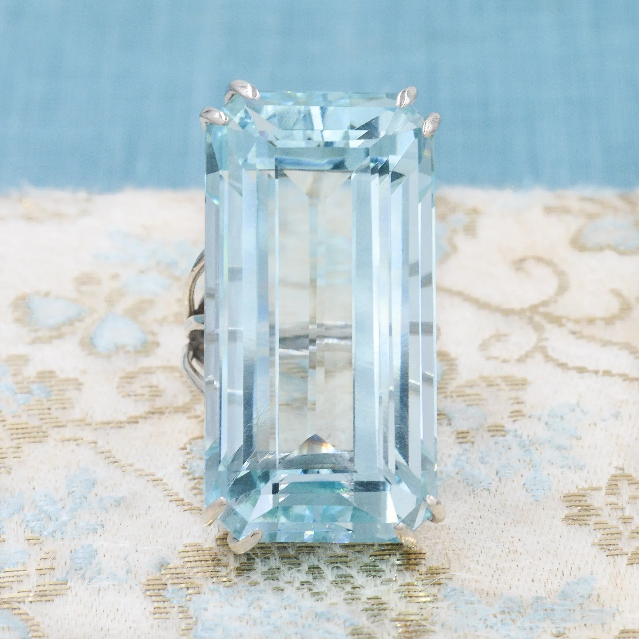 71 Carat Aquamarine Cocktail Ring c1950