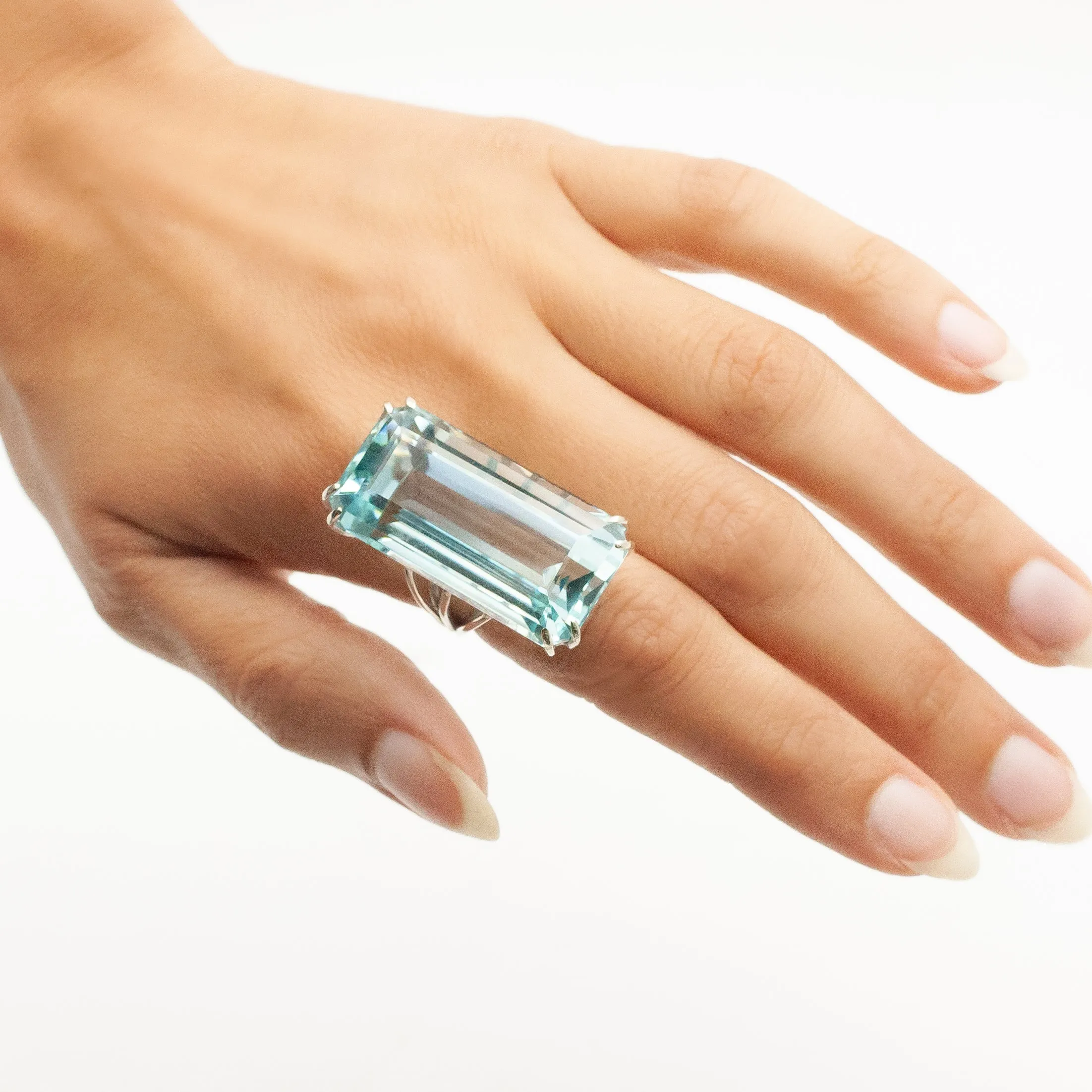 71 Carat Aquamarine Cocktail Ring c1950