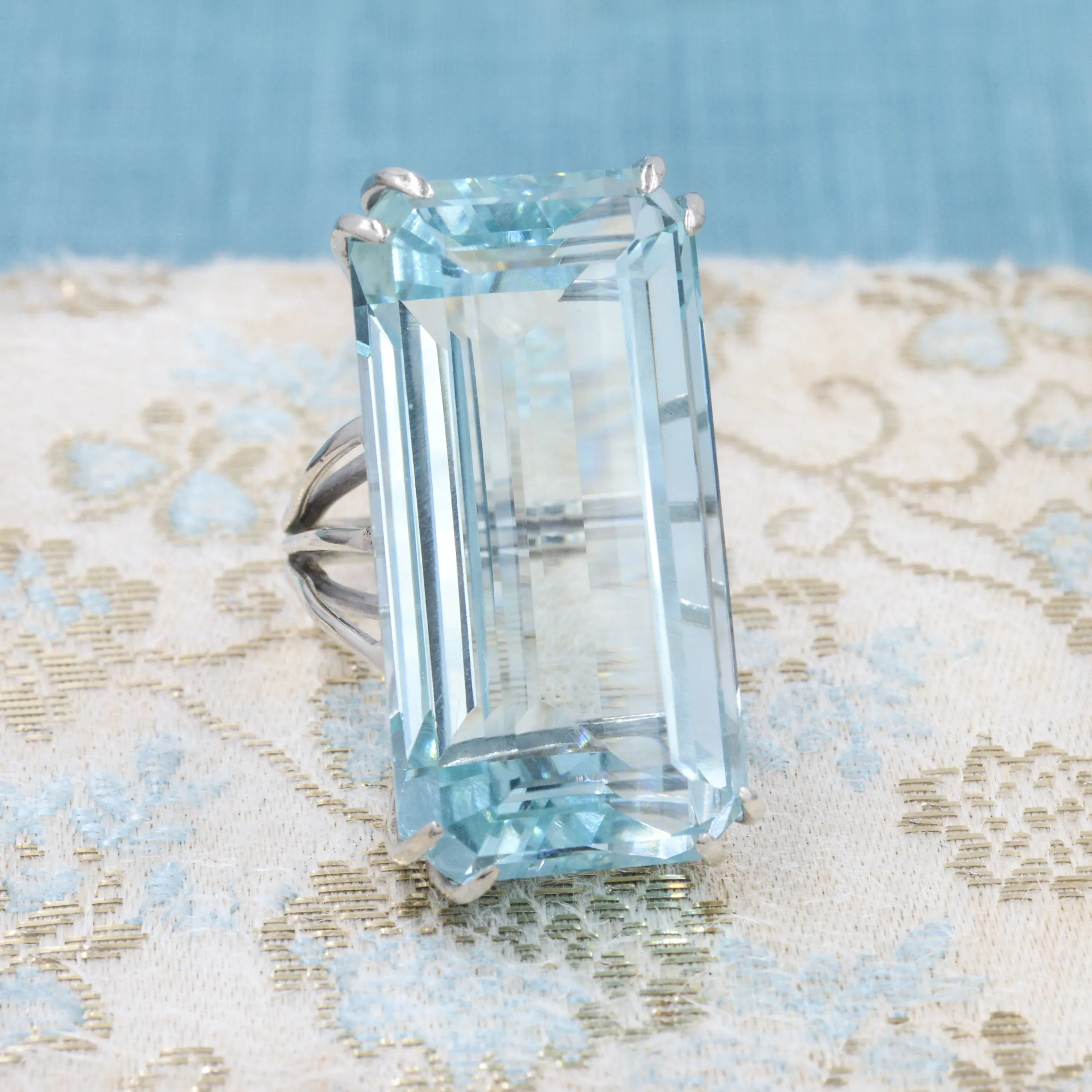 71 Carat Aquamarine Cocktail Ring c1950