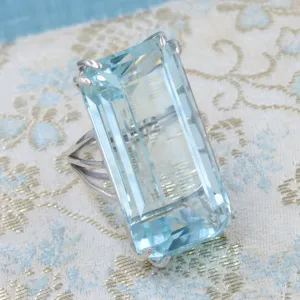 71 Carat Aquamarine Cocktail Ring c1950