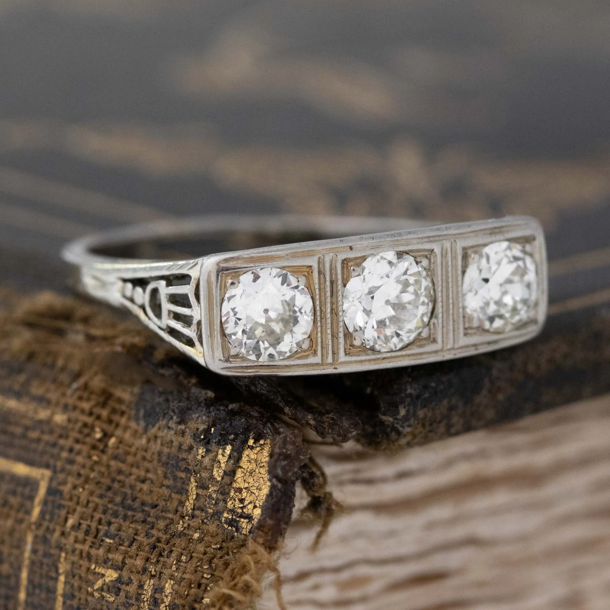 .78ctw Old European Cut Diamond Trilogy Ring