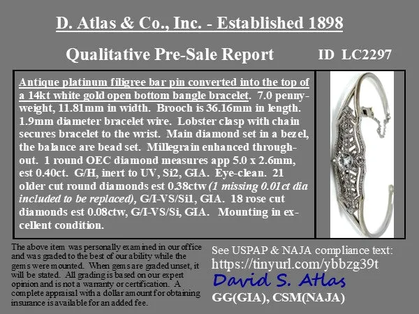 .87ctw Old European Cut Diamond Bangle