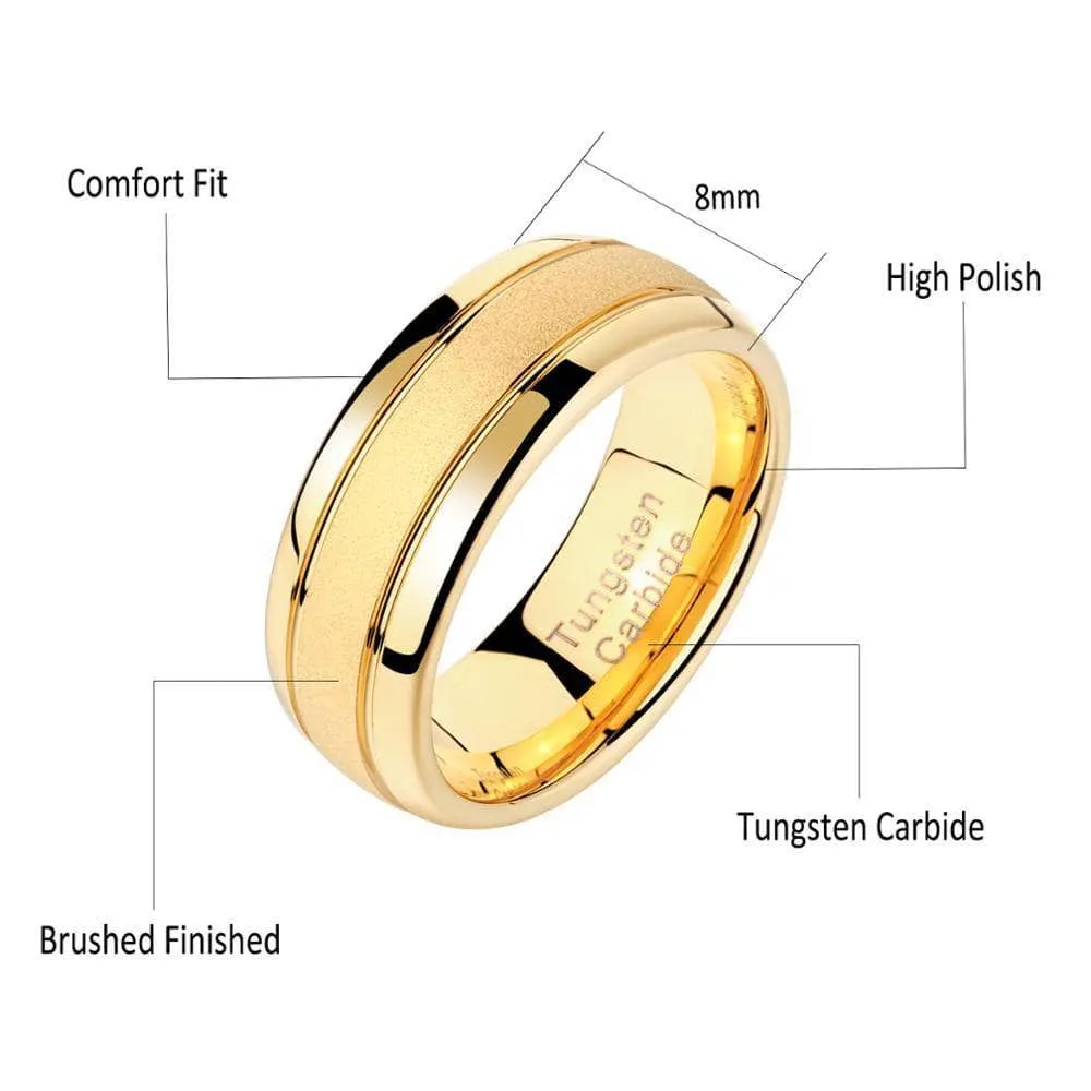 8mm Tungsten Carbide Frosted Men's Wedding Band