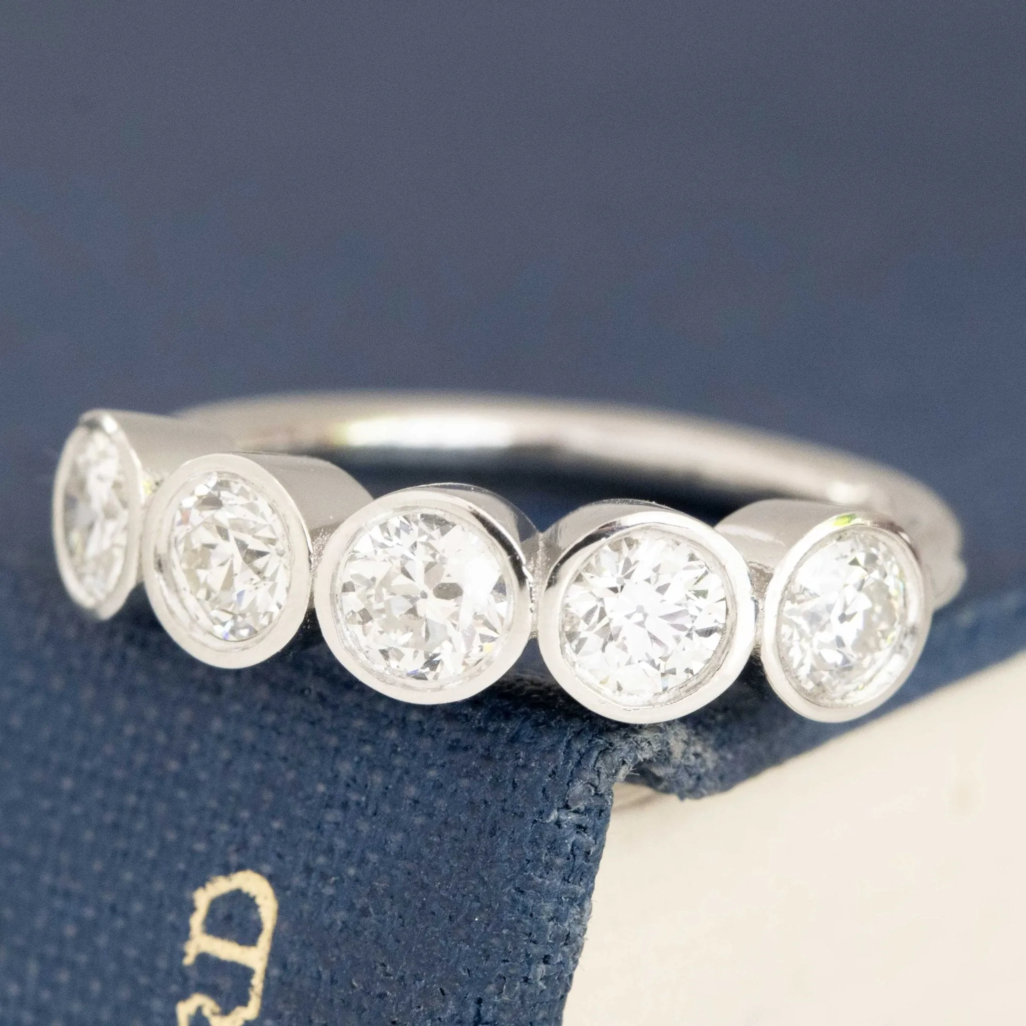 .93ctw Old European Cut Diamond 5-Stone Bezel Band