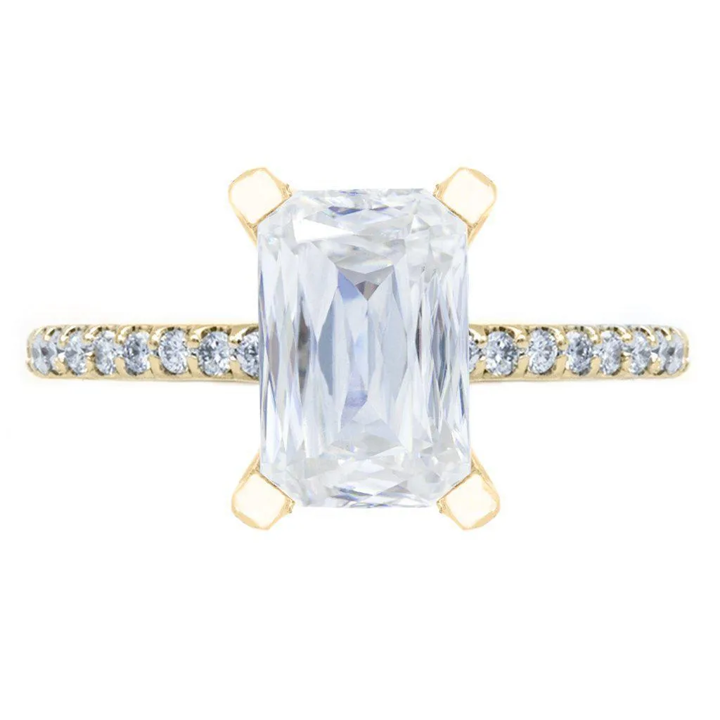 A Cute Cut Heirloom Moissanite 4 Prongs Diamond Accent Ice Solitaire Ring