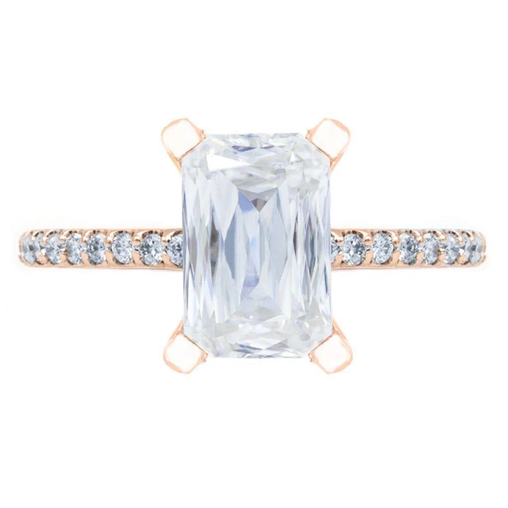 A Cute Cut Heirloom Moissanite 4 Prongs Diamond Accent Ice Solitaire Ring