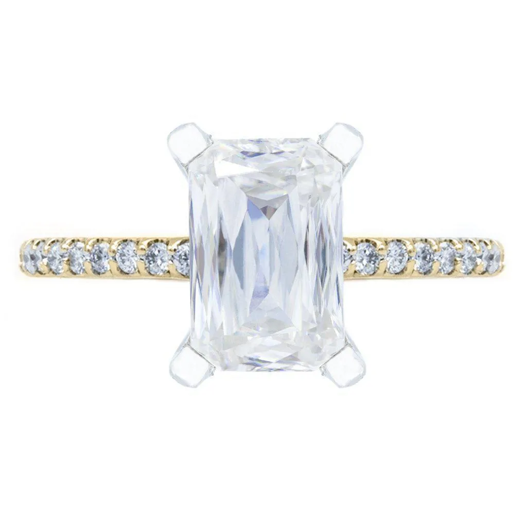 A Cute Cut Heirloom Moissanite 4 Prongs Diamond Accent Ice Solitaire Ring