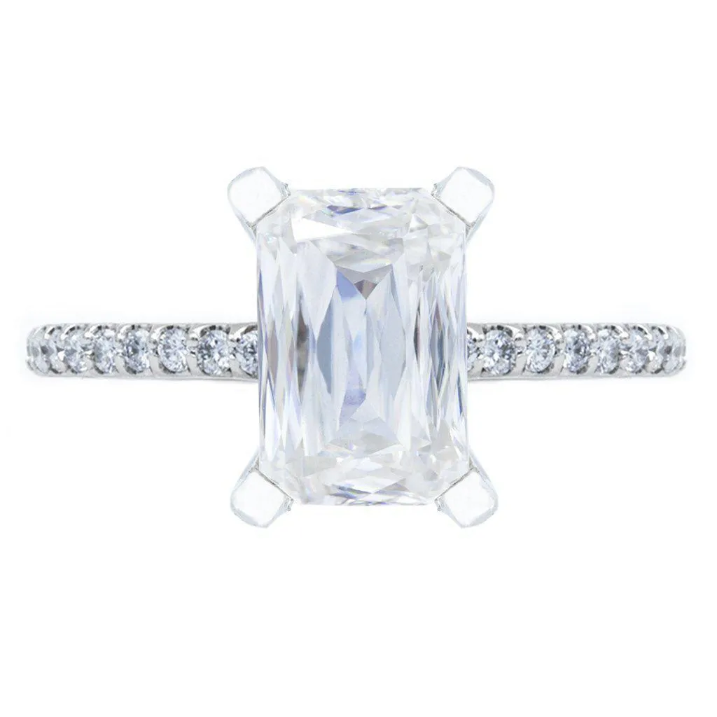 A Cute Cut Heirloom Moissanite 4 Prongs Diamond Accent Ice Solitaire Ring