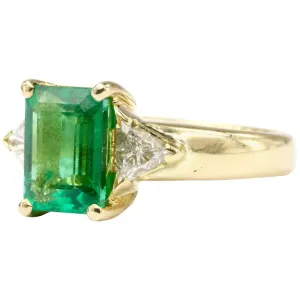 AGL Report 2 CT Brazilian Emerald & Diamond Ring Size 6