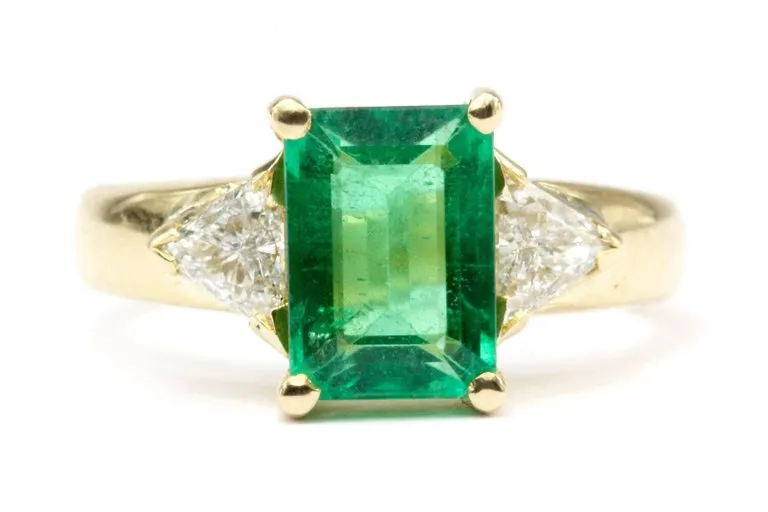 AGL Report 2 CT Brazilian Emerald & Diamond Ring Size 6