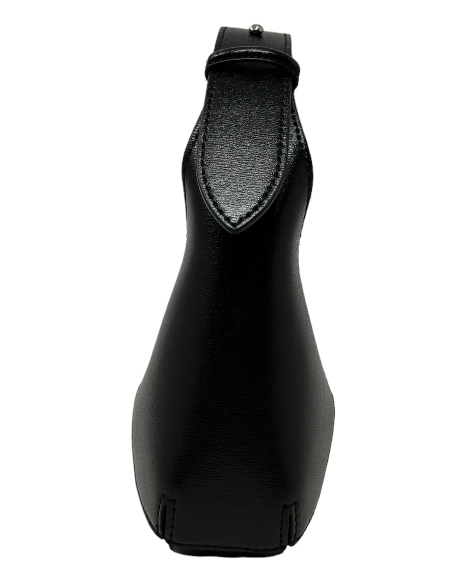 Alexander McQueen Black Leather Mini Hobo Knuckle Bag with Silver Chain Strap