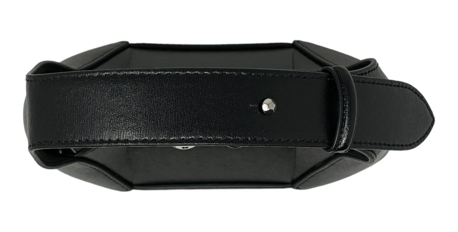Alexander McQueen Black Leather Mini Hobo Knuckle Bag with Silver Chain Strap