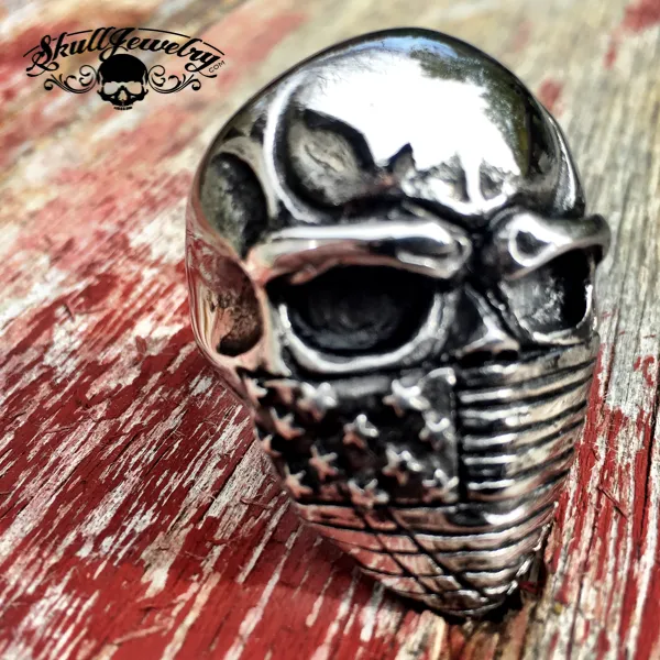 American Flag Skull Ring (#445)