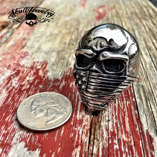 American Flag Skull Ring (#445)