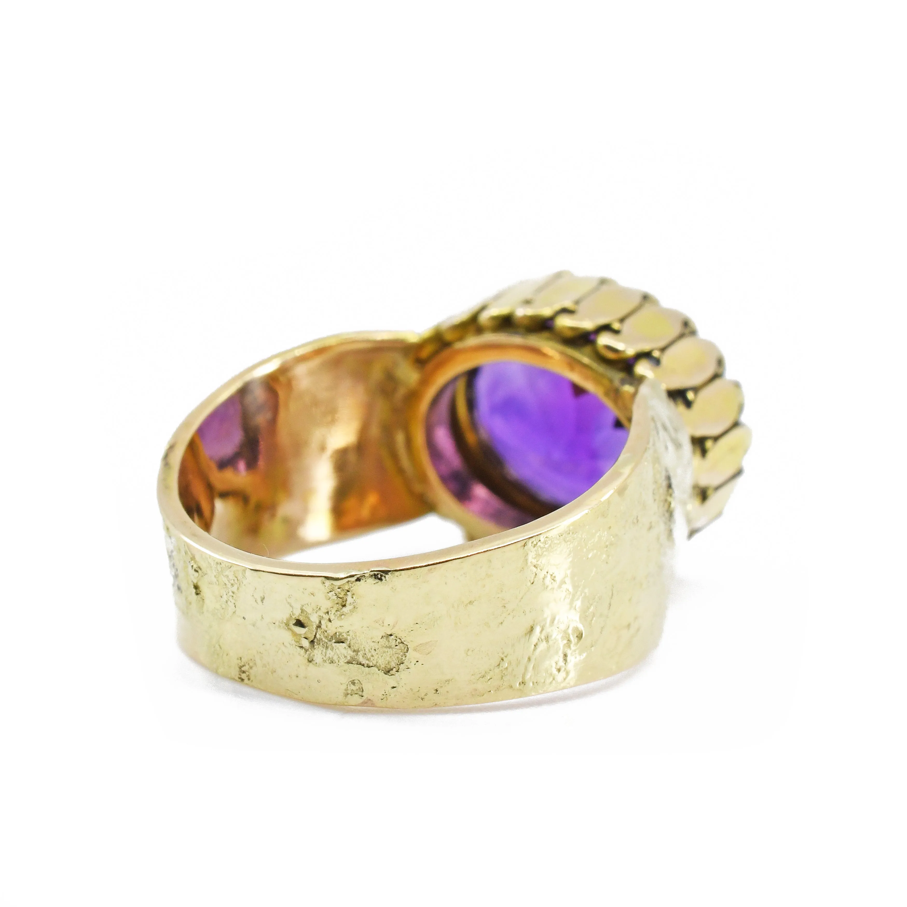 Amethyst Faceted Gemstone 14k Handcrafted Ring