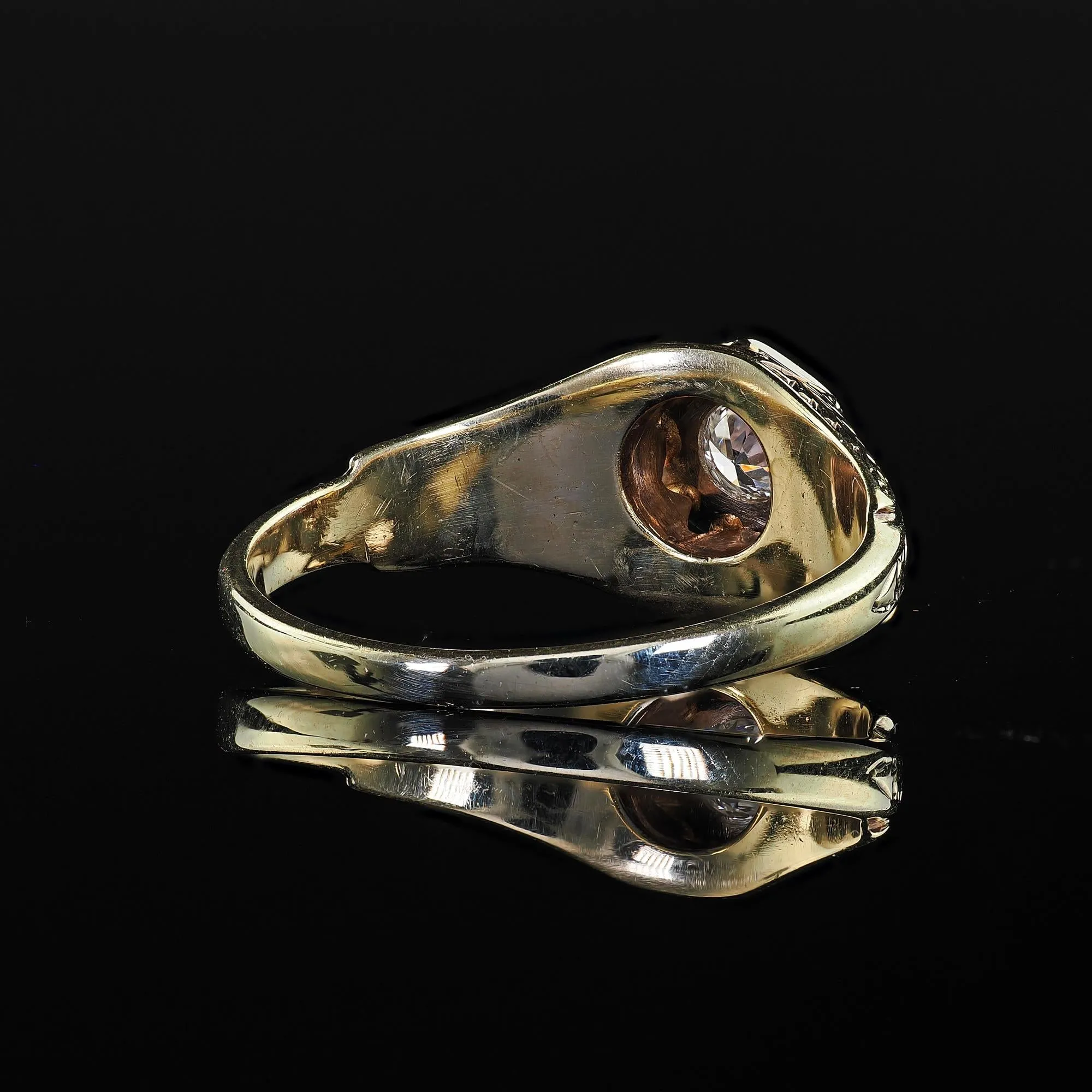 Antique Art Deco 14K Yellow Gold Old European Cut Diamond Engagement Ring